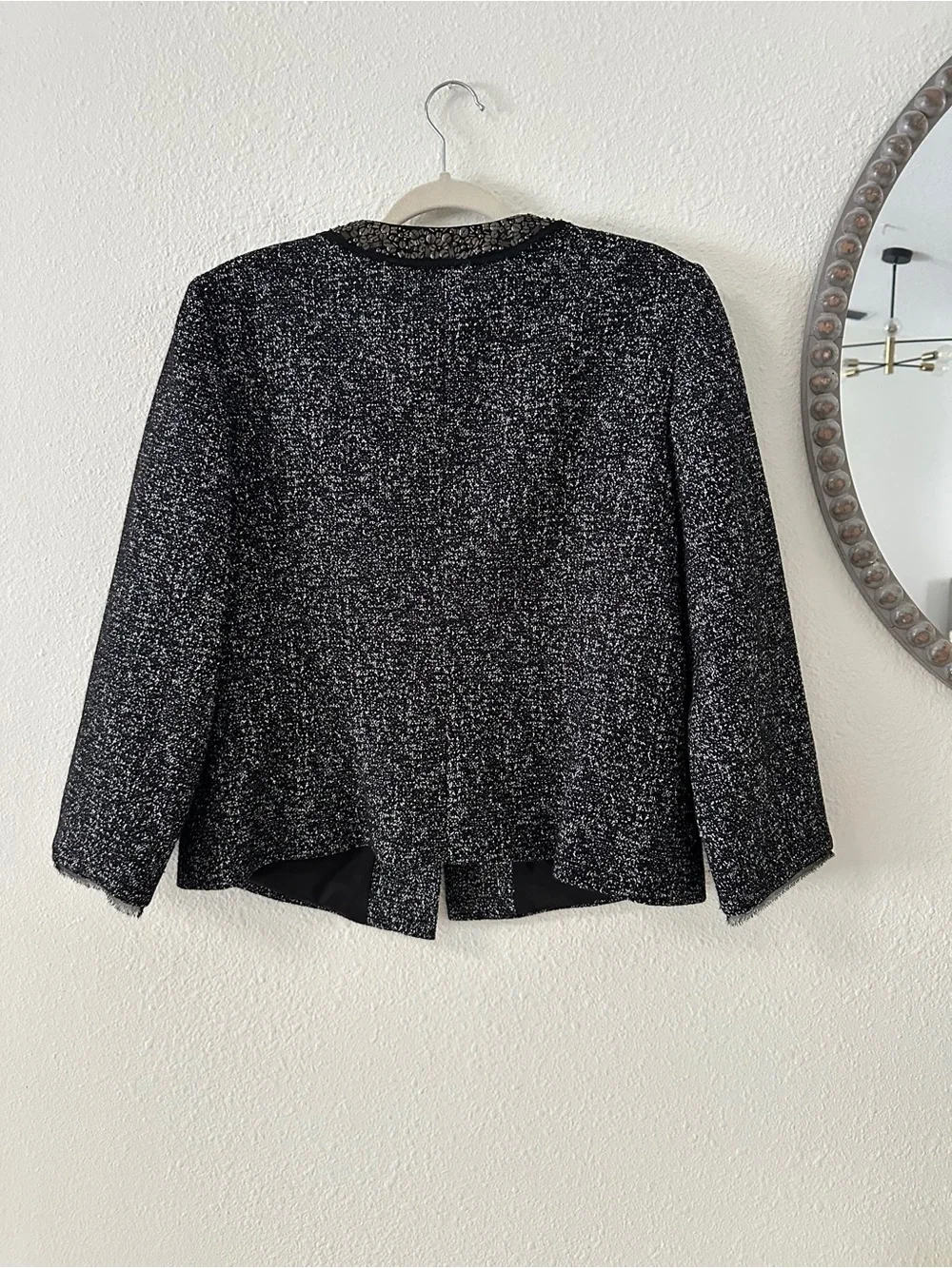 Classiques Entier Black Tweed Embellished Collar Jacket - Picture 6 of 7